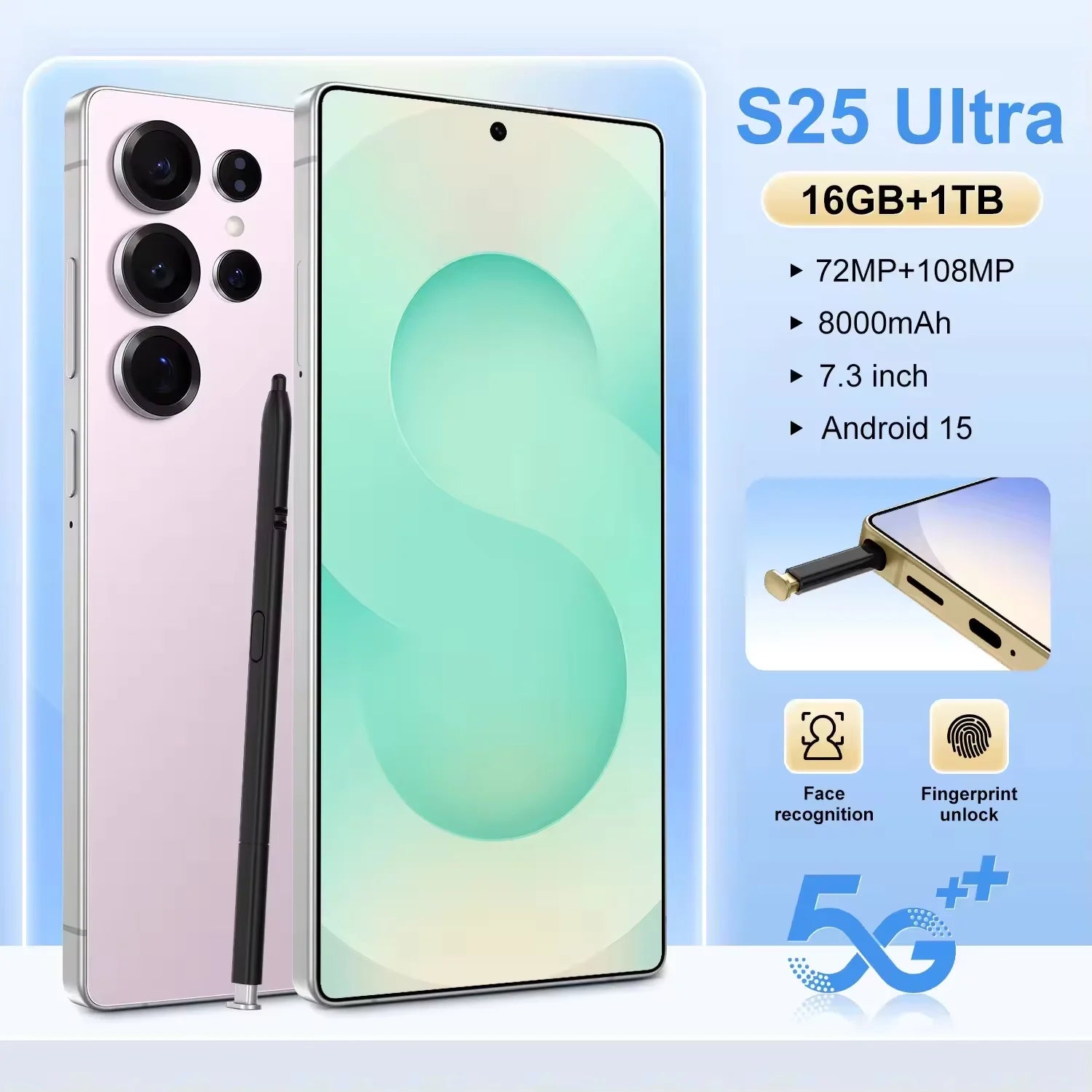 Value Deal S25 Smart Phone Original 7.3-inch Large Screen 16+1TB Storage Cross-border - Tidesmit