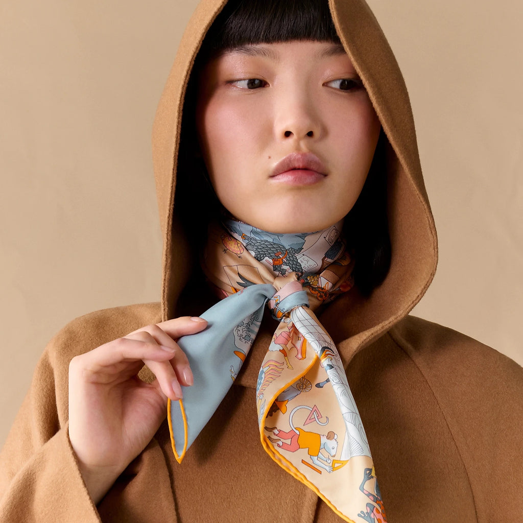 Luxurious 90*90cmSquare Equestrian Academy Silk Scarf Gift Designer Brand Specially Designed Hand rolled for Elegant Individuals