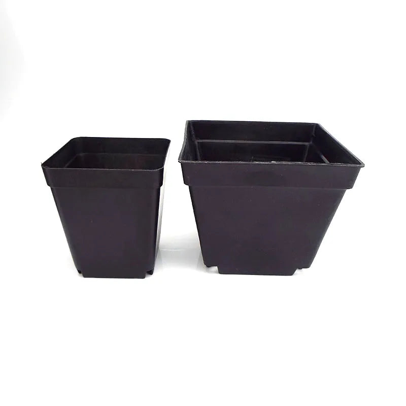 Mini square plastic flower pot planters, dark color pair with open tops