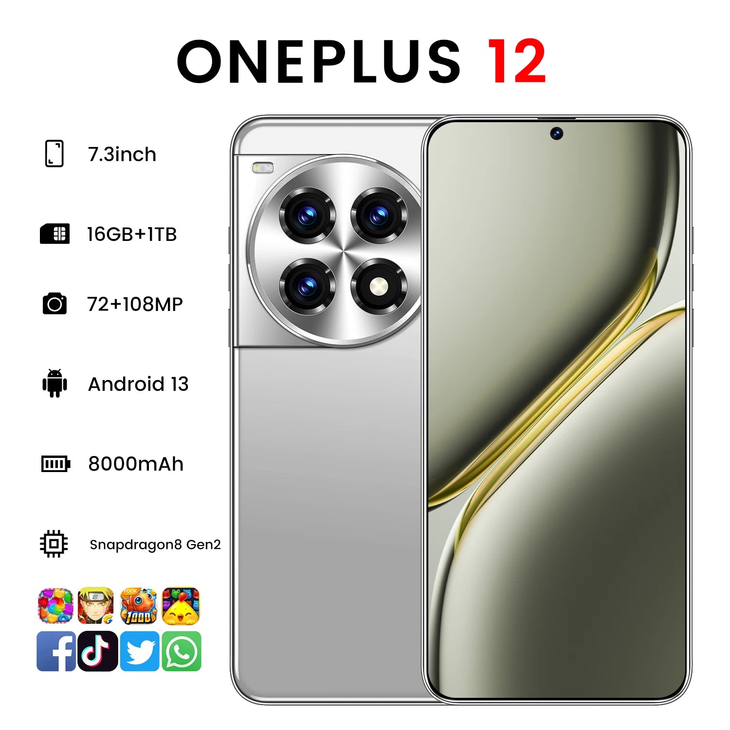 OnePlus 12 5G Smartphone, 16GB RAM, 1TB Storage - Unlocked Mobile Tidesmit