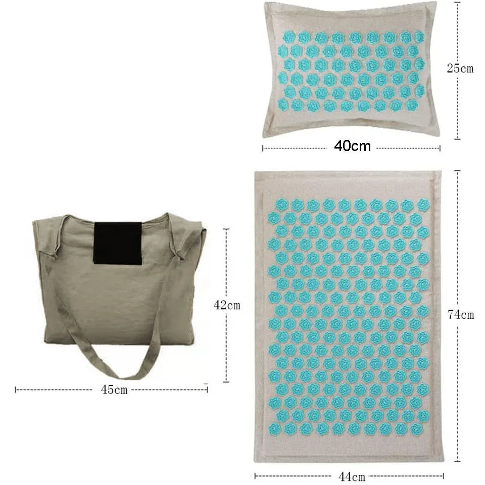 74*44cm Nature Linen Coconut Palm Massage Yoga Mat with Bag Lotus Spike Acupressure Mat Cushion Massage Accupuncture Pad