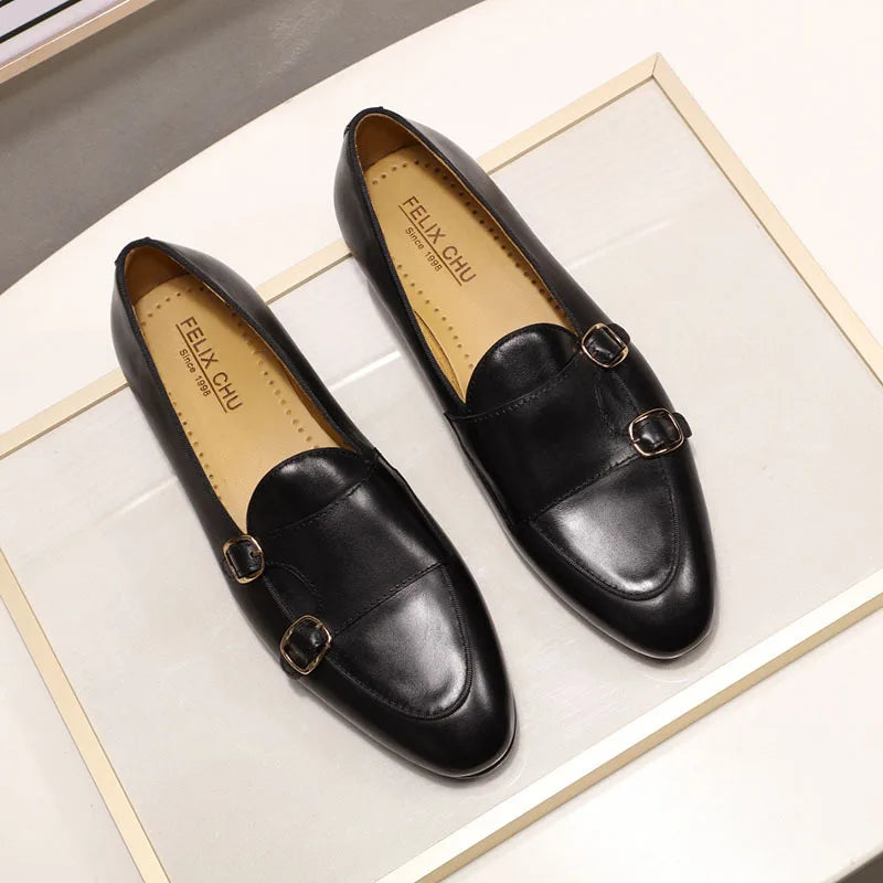 Luxury Formal Monk Strap Wedding Party Office Business Footwear Cow Leather Men Dress Shoes
