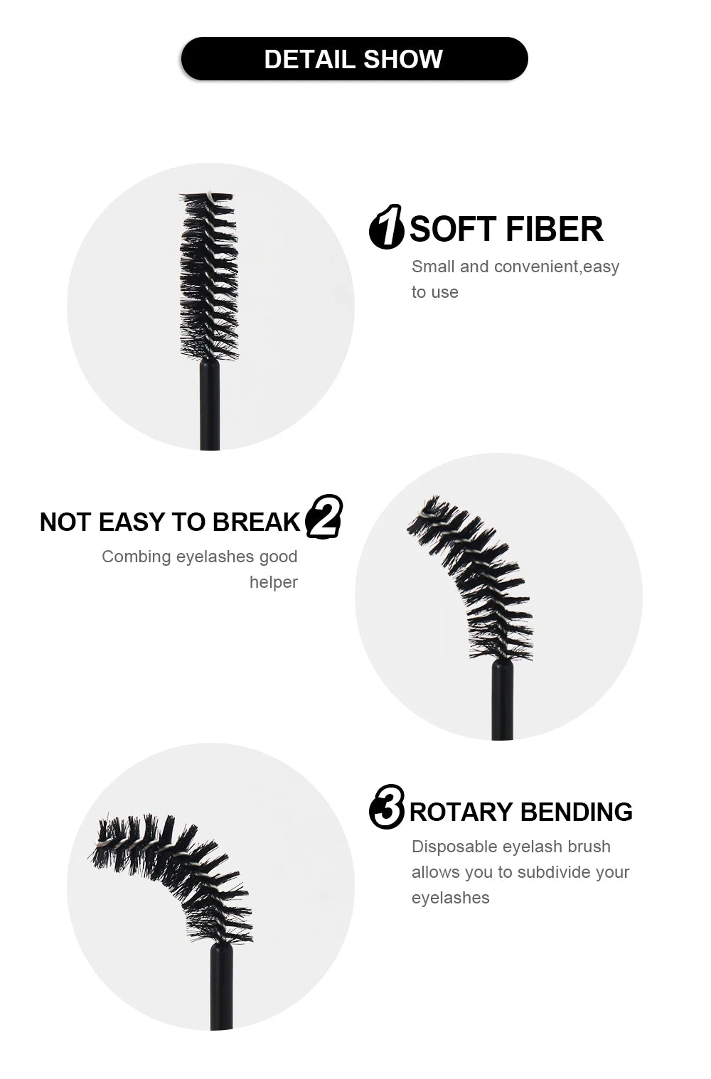 Disposable Eyelash Brushes for Extensions - Premium Soft Crystal Wands False Eyelashes Tidesmit