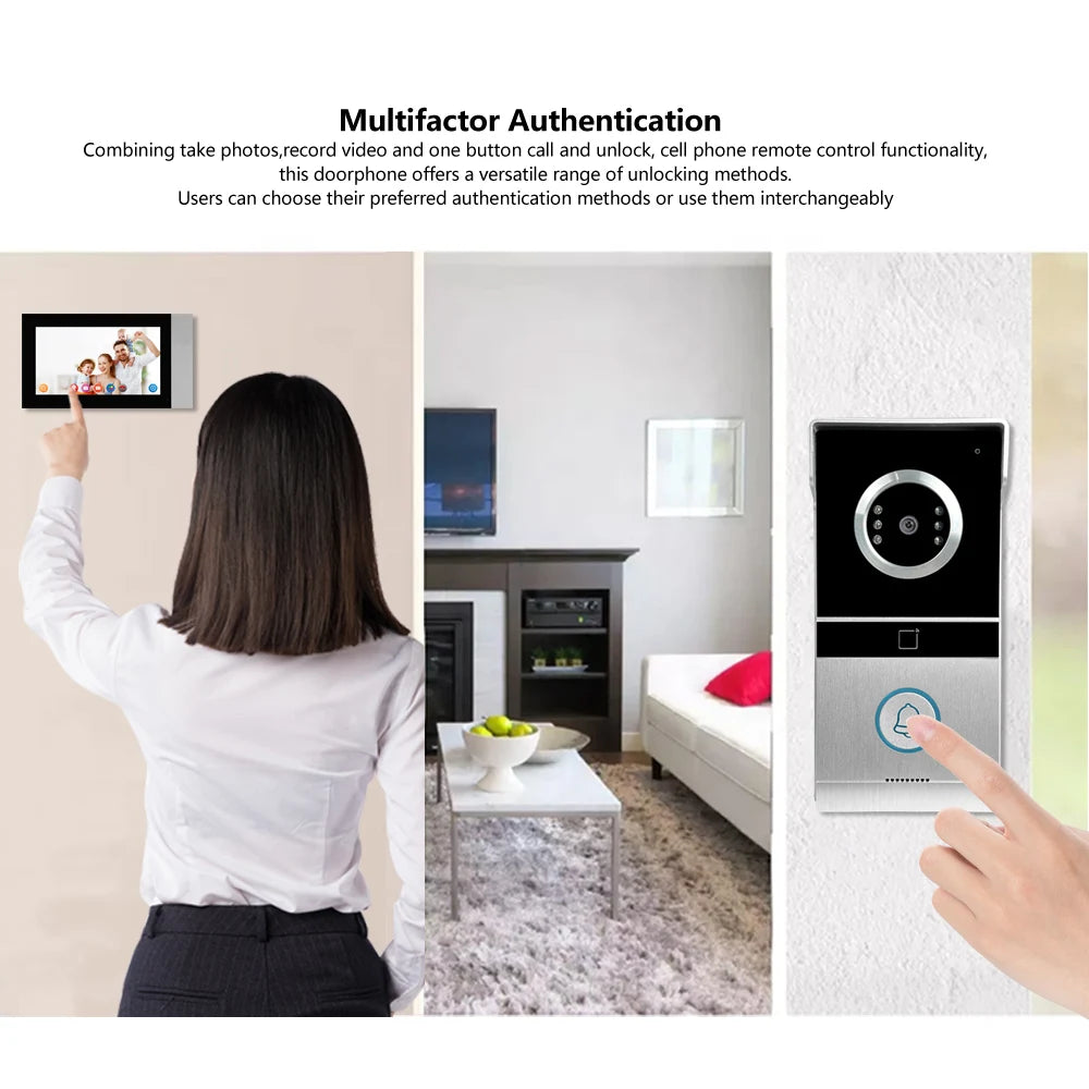Tuya Smart App Remote Control ID Card Unlock Recording Smart Wifi Video Door Phone Doorbell Intercom System for Villa Tidesmit
