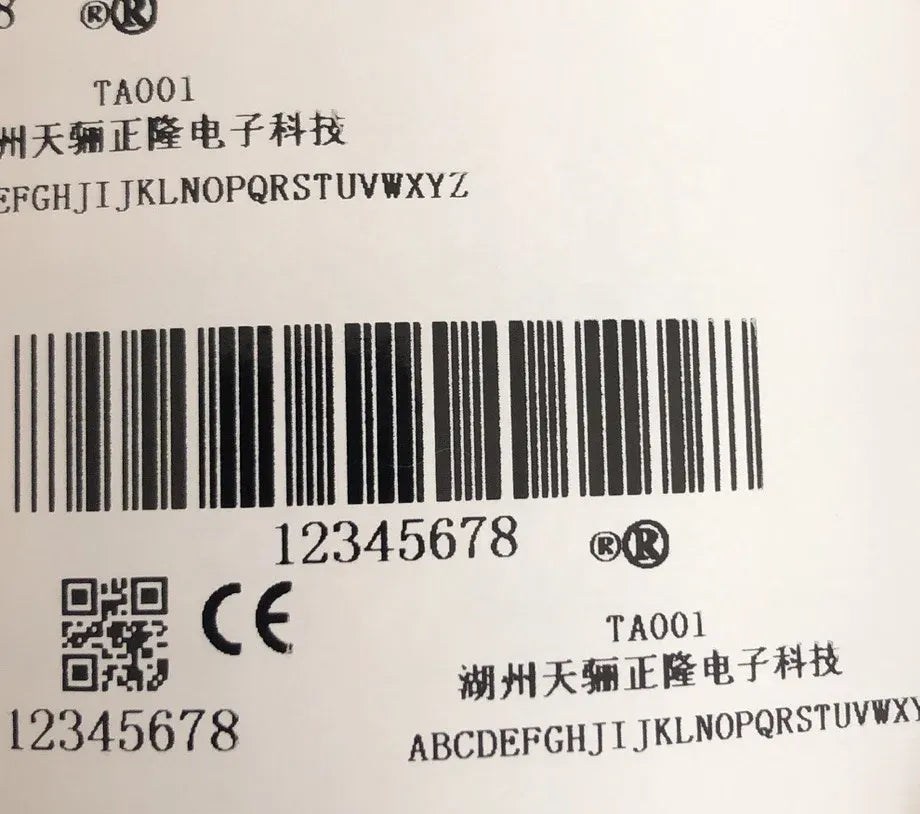 Barcode label print sample with QR code and digits
