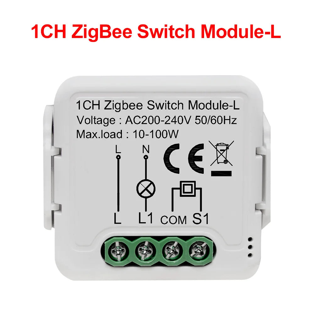 2CH ZigBee smart switch module with green terminal block, white housing