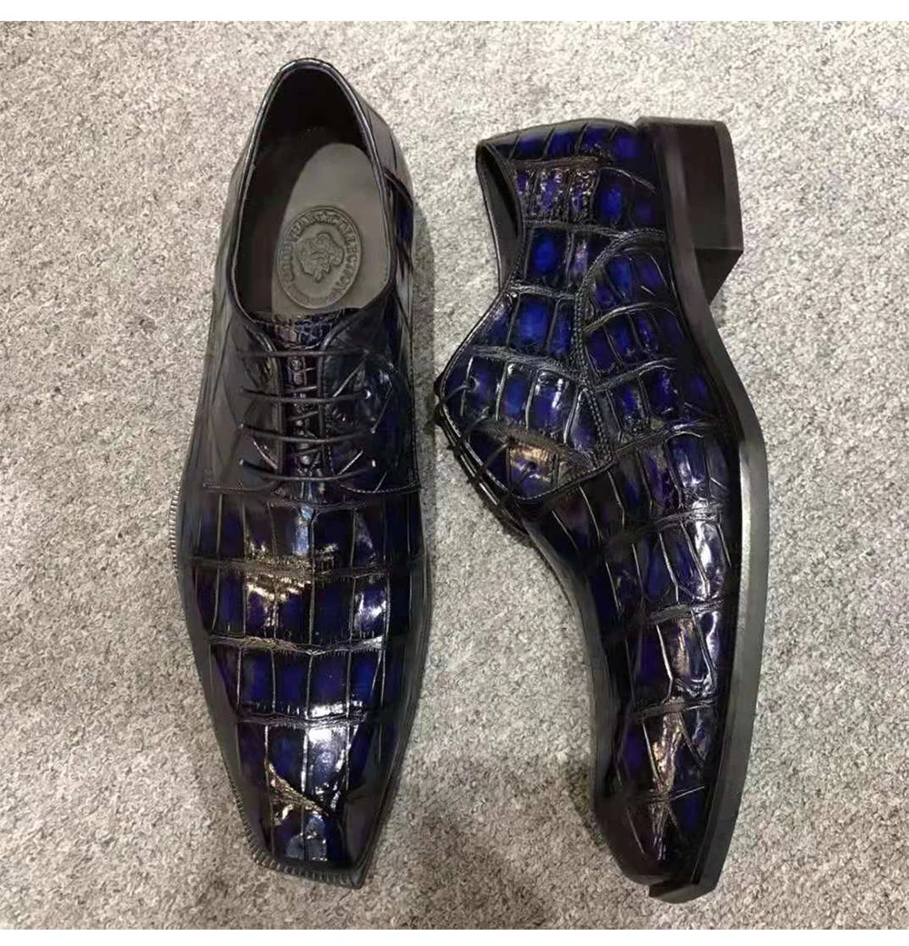 Goodyear Welted Genuine Crocodile Leather Business Dress Shoes Men Handmade Wedding Shoes Luxury Alligator Men's Dress Shoes