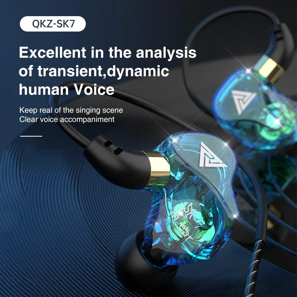 QKZ AK6 SK7 Copper Driver HiFi Wired Earphone with MIC Sport Running Headphones Bass Stereo Headset Music Earbuds fone de ouvido Tidesmit