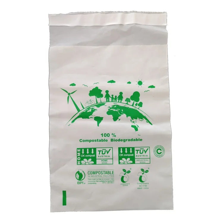 Custom Logo 100% Biodegradable Self-Adhesive Waterproof Courier Bags Tear-Proof Postal Shipping Grocery Poly Material Promotions