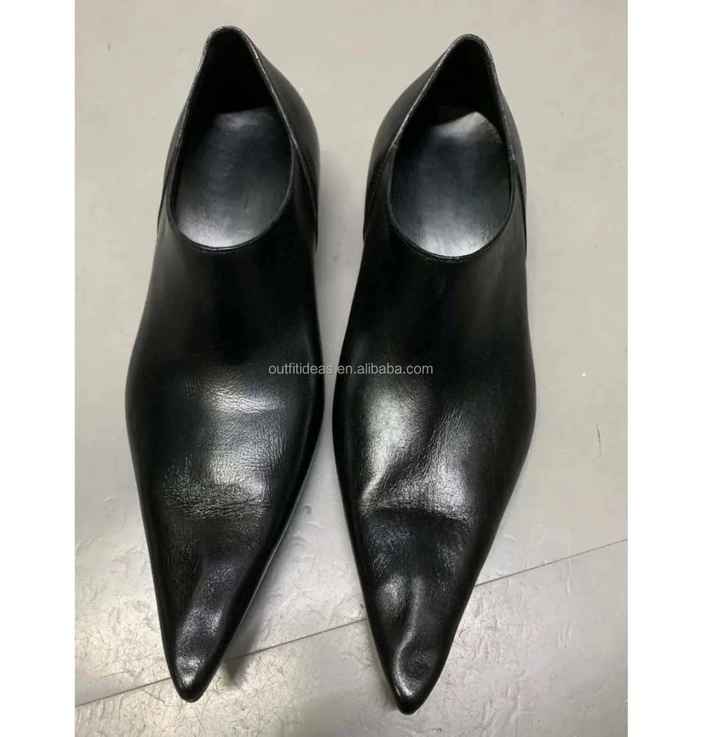 Extra Pointed Toe Leather Oxfords Large Volume Men Heel Shoes Black Women Party Wedding Dress Shoes for Men Pointed Toe Shoes