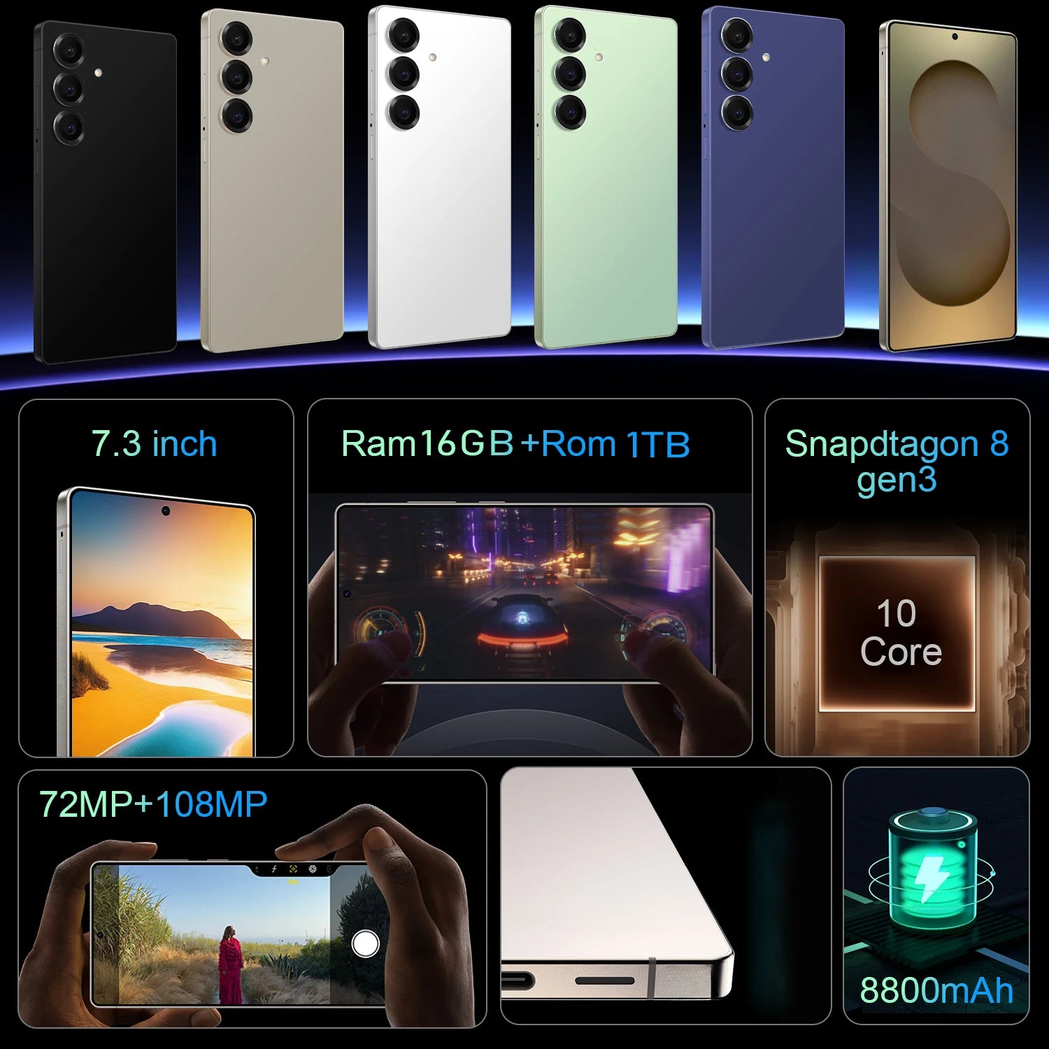 S25 Ultra 5G Smartphone 1TB 16GB RAM Unlocked - Gray Tidesmit
