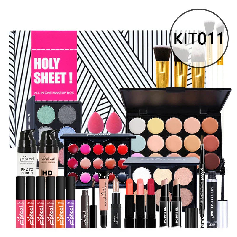 20 Styles Makeup Set Eyeshadow Lipstick Eyebrow Pencil Lip Gloss Makeup Brush Powder Nail Polish With Makeup Bag Cosmetics Kit ALIBABA KIT011 Tidesmit