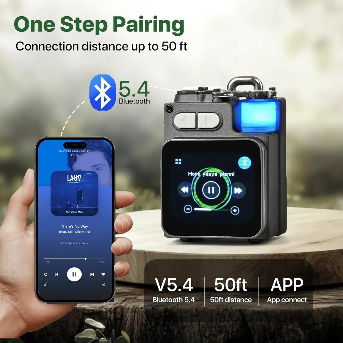 Bluetooth Speaker -Factory New V8 Portable Mini BT Speaker LED Light Smart Touch Screen Rechargeable Battery Speaker for Outdoor Activity