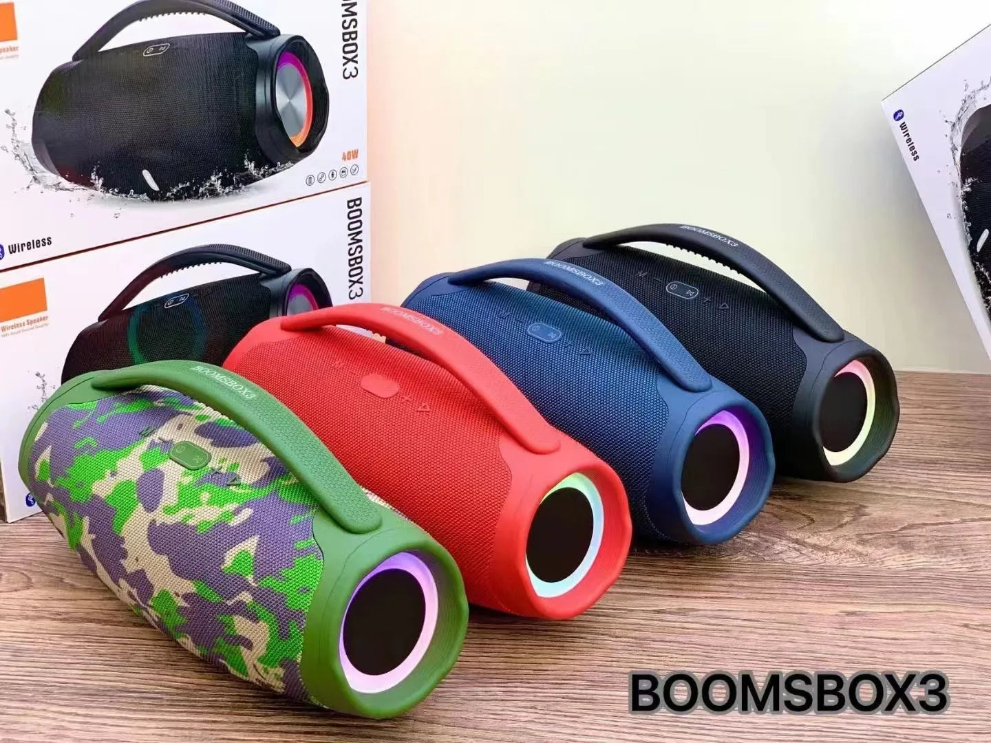 Bluetooth Speaker -40W Super Boombox3 Pro LED Portable Wireless for Blue-tooth Speaker Waterproof Column Outdoor Music Player Big Boombox 3 Battery