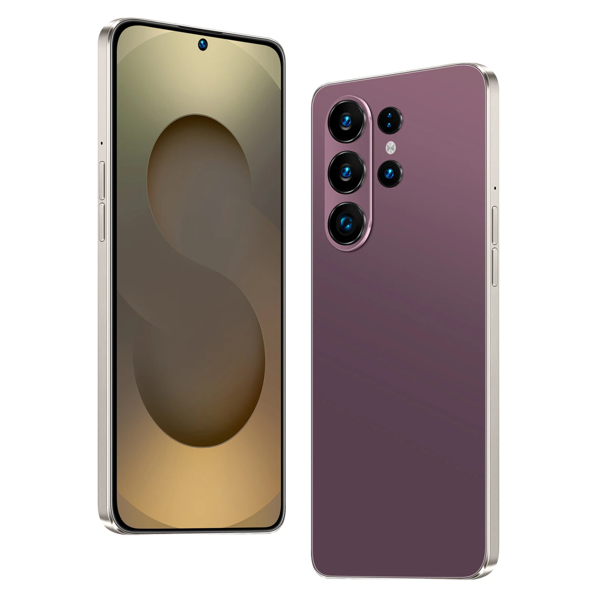 Gold S26 Ultra 5G smartphone front and back, with quad rear cameras