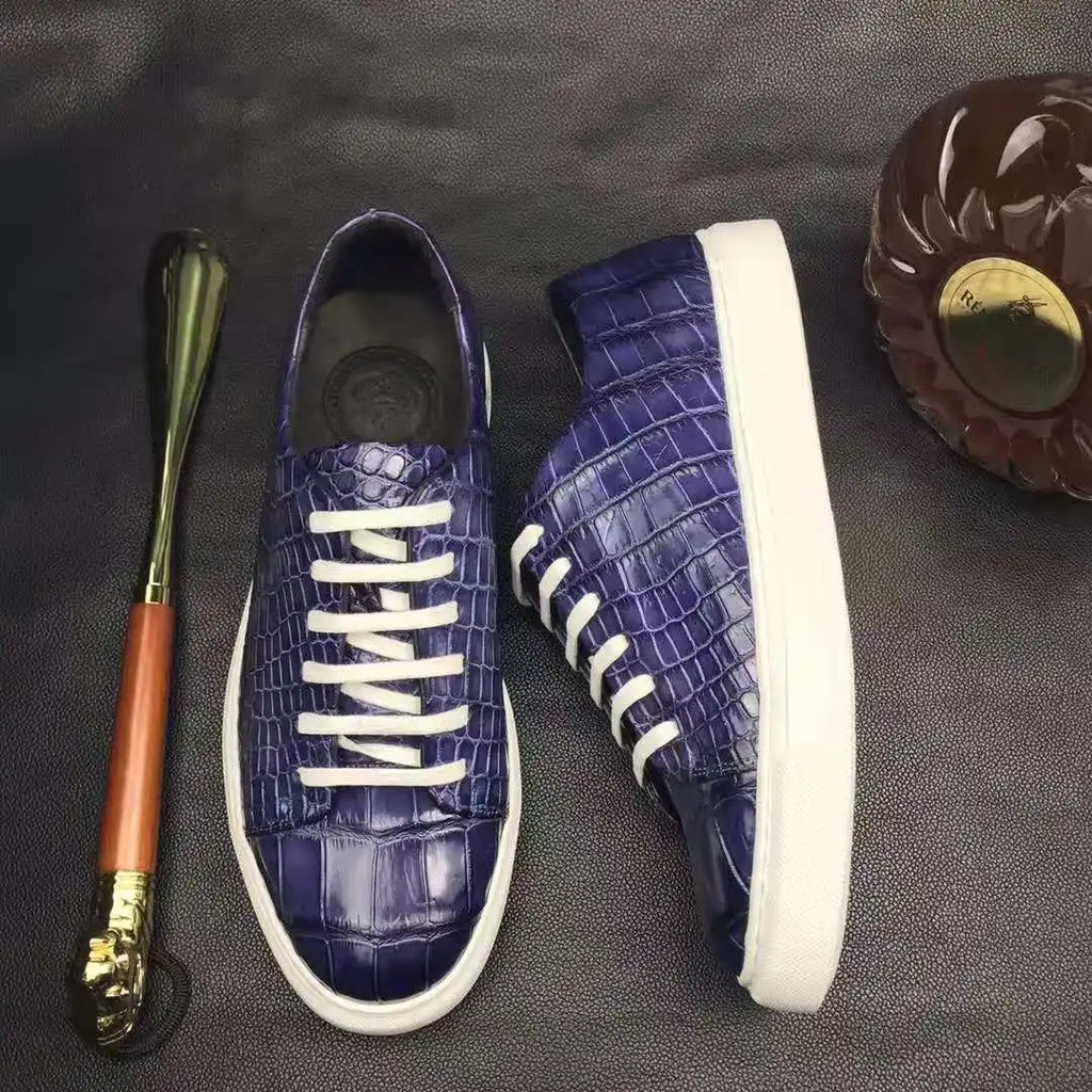 Top Quality Ladies Sneakers Shoes Casual Luxury Genuine Crocodile Leather Party Male Shoes Sneaker Skateboard Custom Men Shoes