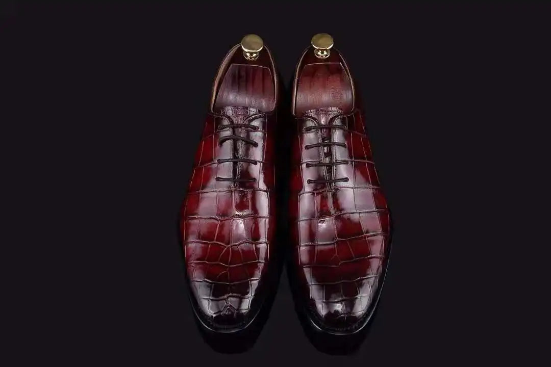 Goodyear Welt Mens Formal Shoes Luxury Customize Dress Shoes Men Leather Laces Genuine Crocodile Leather Wedding Shoes for Men