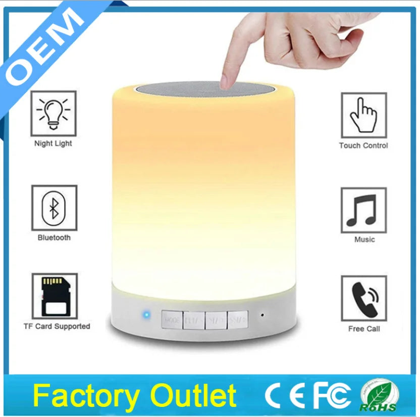 Bluetooth Speaker -Intelligent Touch Sensing Lamp Party Ring Touch with Disco Ambient Portable Wireless Led Ambient Light up Speaker with Led Light
