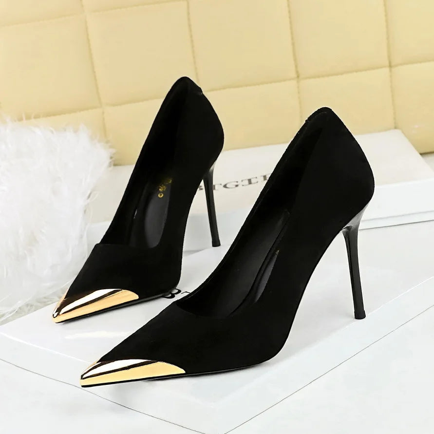 2026 New High Heel Pumps Thin Stiletto Velvet Upper Slip-On Formal Pointed Toe Womens Party/Nightclub Shoes