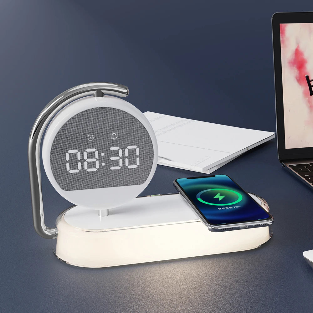 Air Version Desk Lamp Fast Charging Alarm Clock Night Lights 3 in 1 Wireless Charger Tidesmit