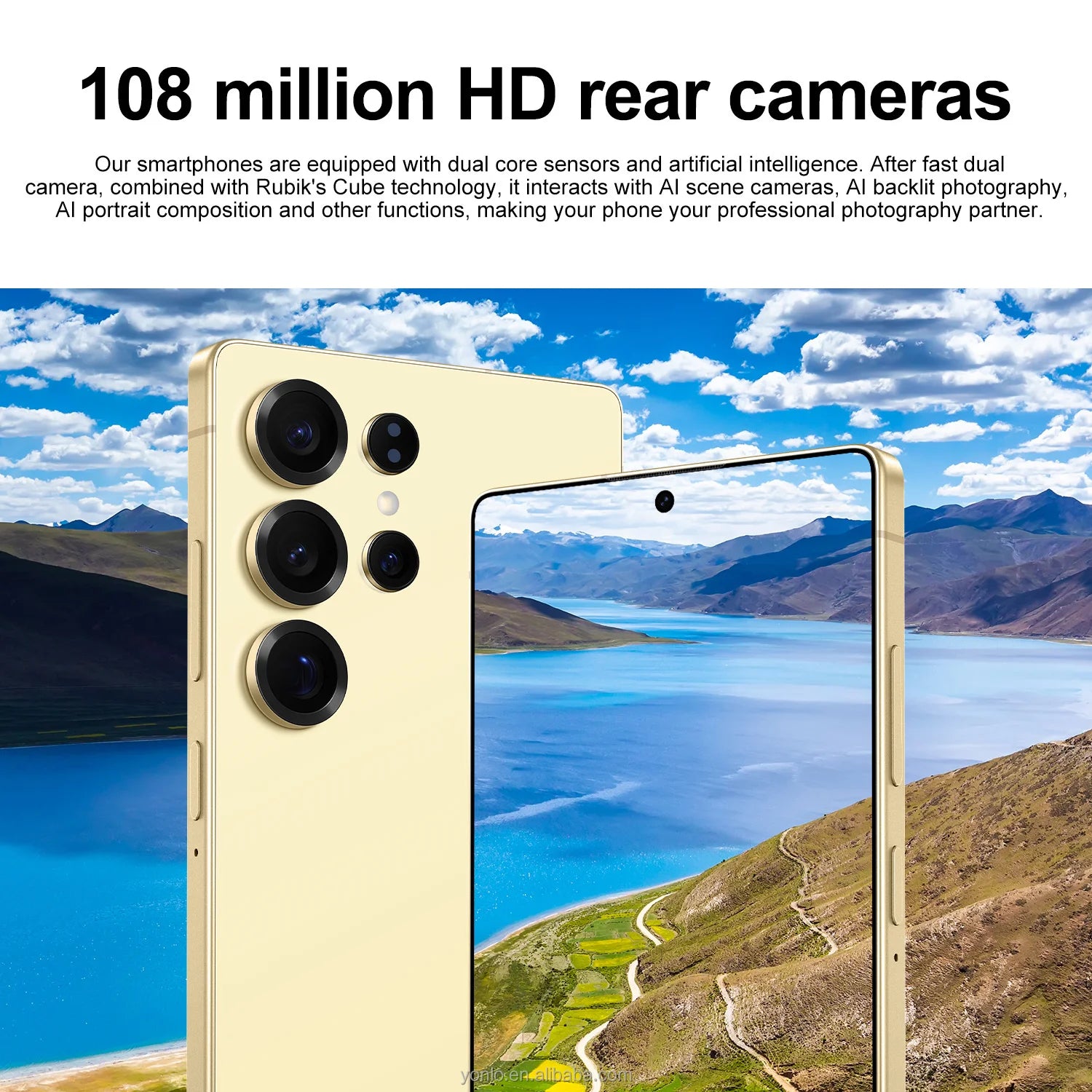 S26 Ultra 5G Android smartphone featuring a 7.3 inch screen, 16GB RAM, 1TB storage, and deca core processor