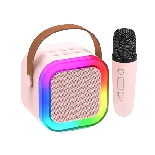 Bluetooth Speaker -Portable RGB Wireless Microphone Karaoke Speaker with HIFI BT Mini Design for Home and Outdoor Parties