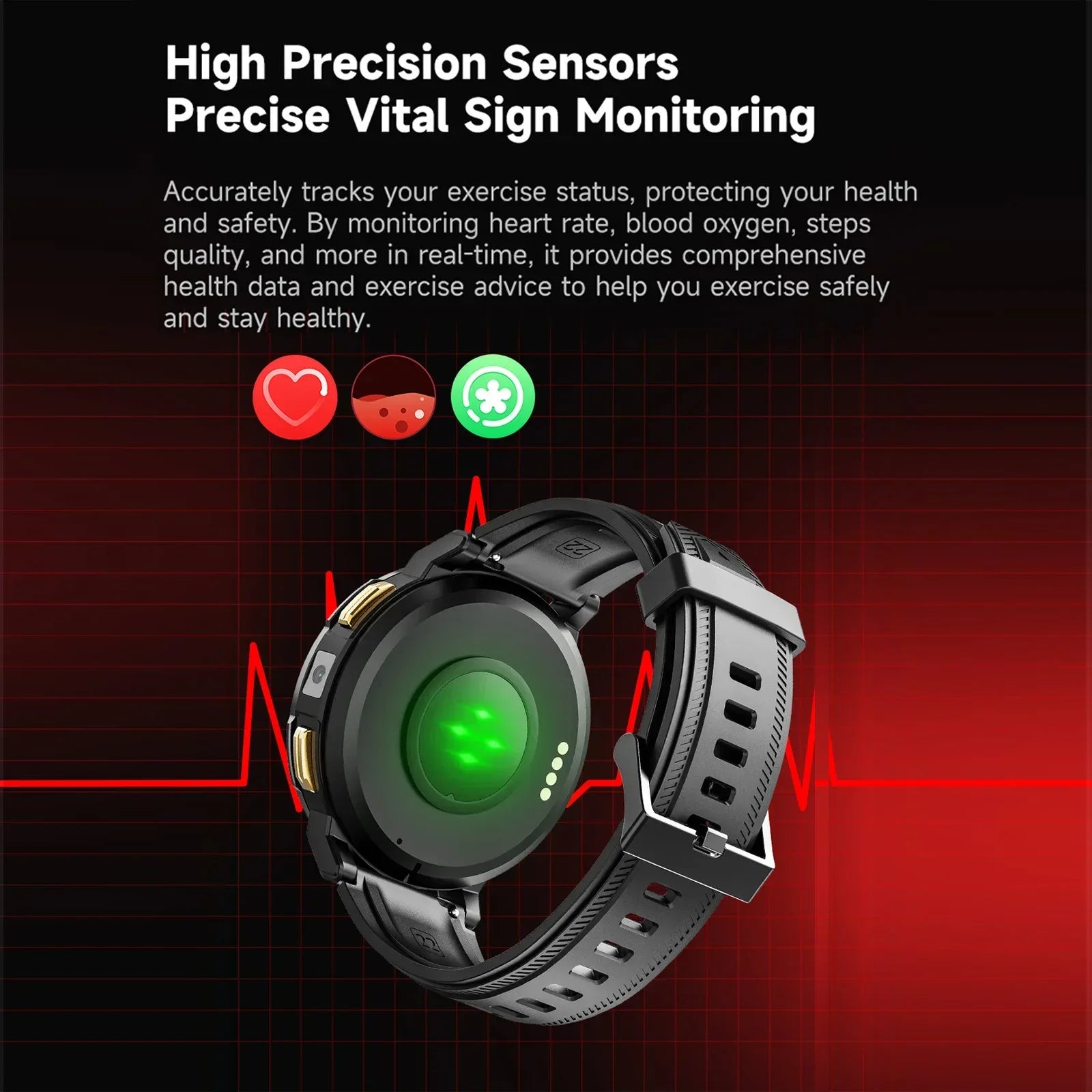 4G Smartwatch with Camera 1ATM Waterproof GPS Tracker 1.43" AMOLED Screen 800mAh Battery Fitness Health Monitor Watches - Tidesmit