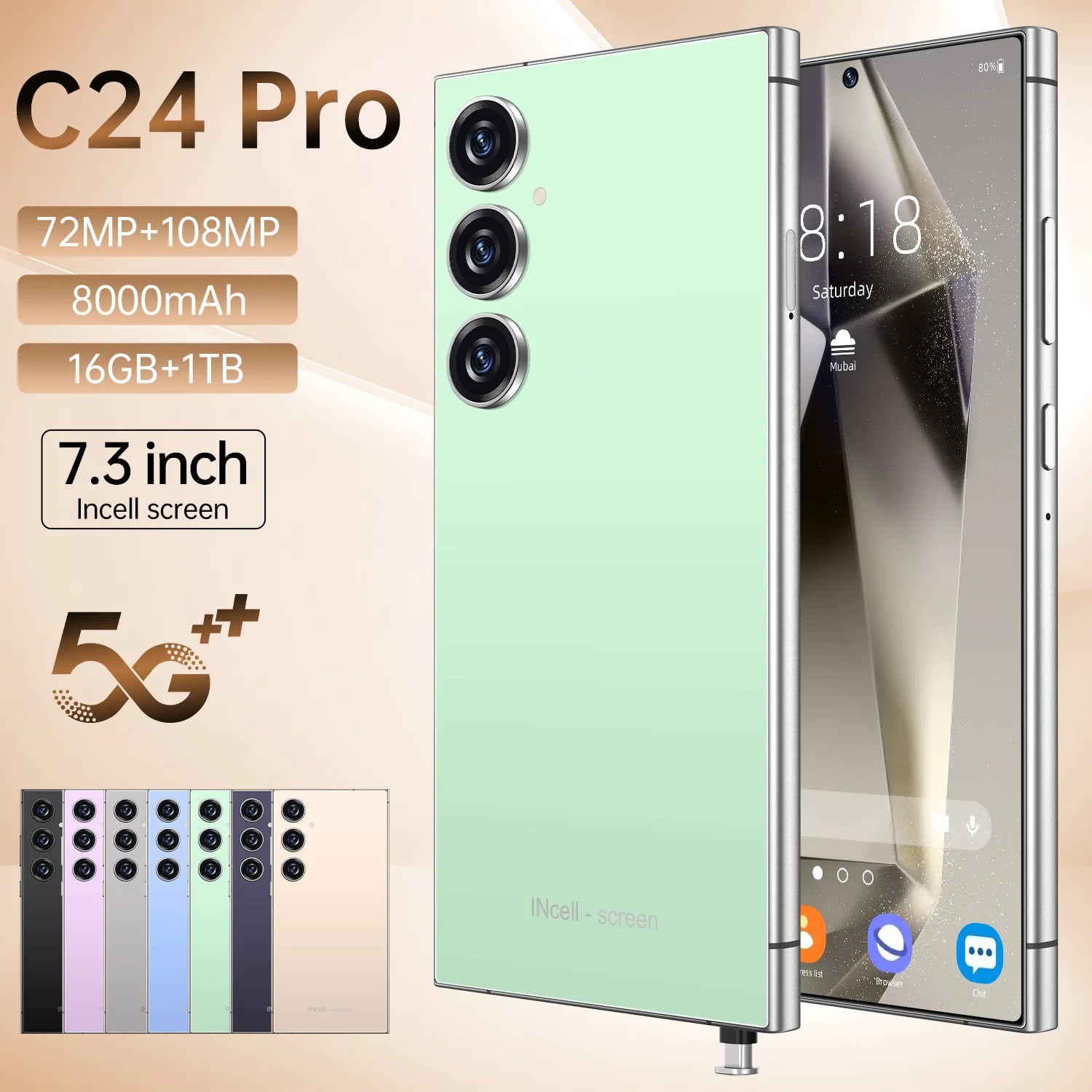 2025 Brand New S25 Ultra C24 I16 Pro Max 16GB+1TB 5G Smart Phone 7.3-Inch 48MP+108MP Android 5G Gaming Smartphone - Tidesmit