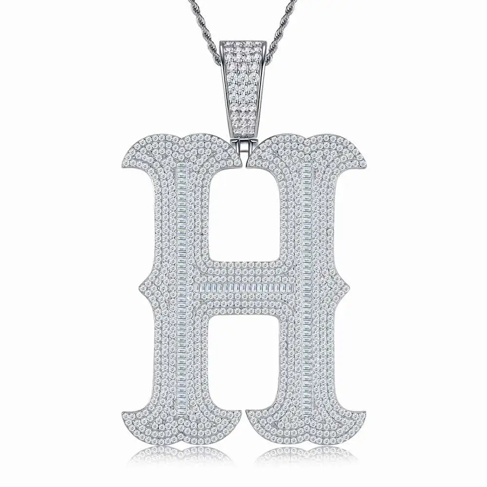 Factory Wholesale D Letter VVS Moissanite Pendant Necklace 925 Silver Platinum Plated Iced Out Custom Name Hip Hop Jewelry