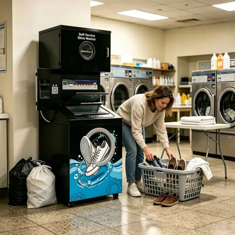 Commercial Automatic Shoe Washer and Dryer with Card and Coin Payment