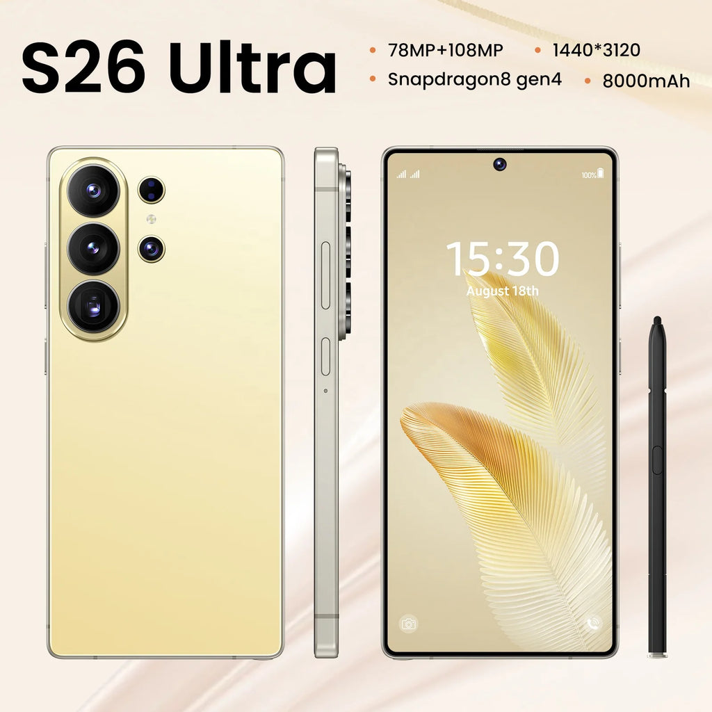 22G+2TB 2026 Latest S26 Ultra Original 5G Gaming Smartphone 108MP Camera Dual SIM Unlocked Global Version Cell Phone  Decacore