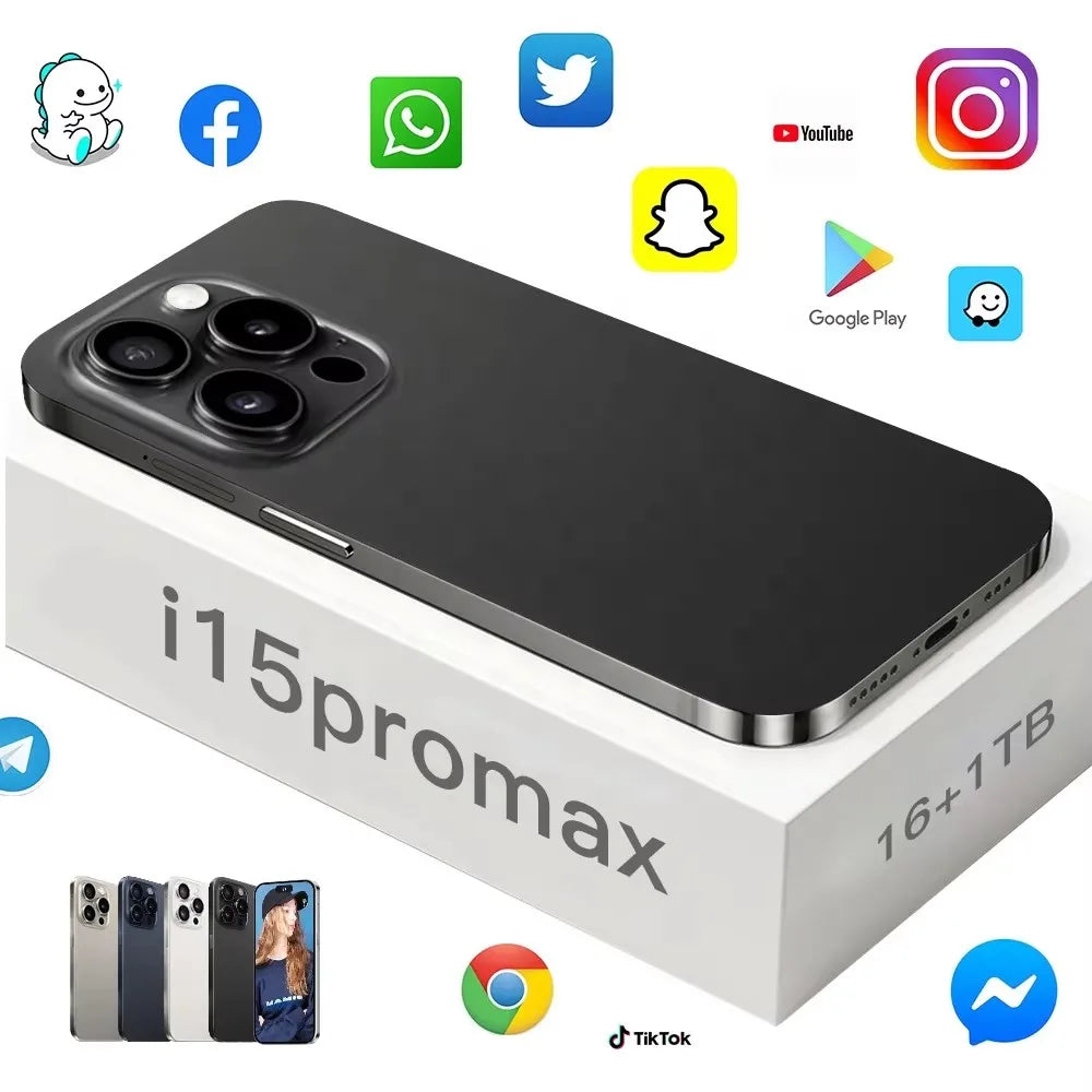 Unlocked Phone 15 Pro Max 8GB+512GB Dual Sim Card 4G 5G Smartphone 6.8 Inch OLED Screen I 15 Phone 15 Pro Max Smart Phone logo - Tidesmit
