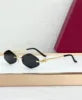 Luxury Designer Sunglasses for Men and Women Frameless Gold Titanium Metal Frame with UV400 Protection Fashionable Brand Case