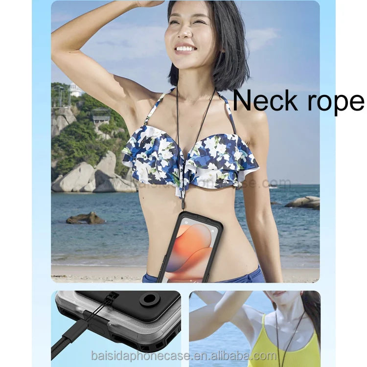 Universal IPX8 Water Proof Snorkeling Diving Case With Lanyard for IPhone 12/15 Plus/14/13/16 Pro Max Waterproof Phone Case Tidesmit