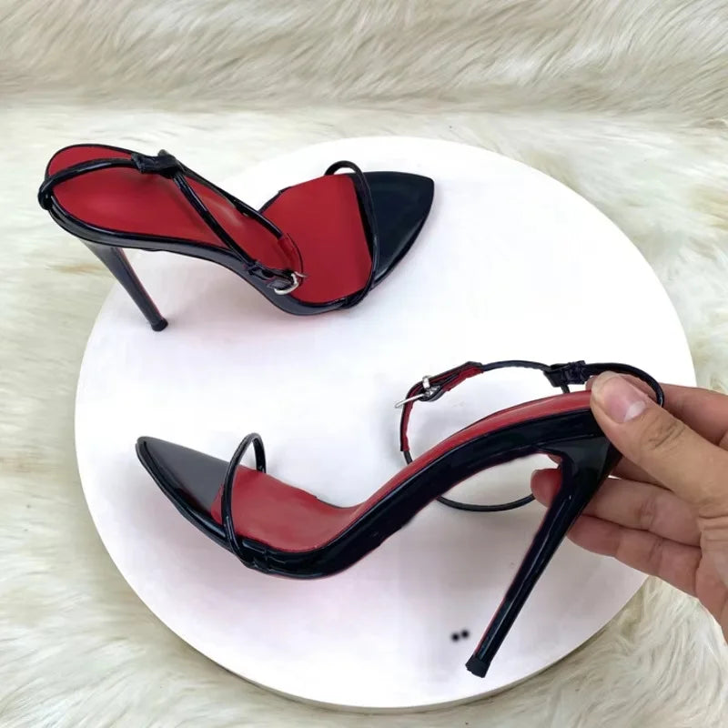 10CM 12CM New Fashion Designer Red Insole Bottom Talons Pour Dames Sexy Stiletto Thin Trendy Shoes High Sandal Heels for Women
