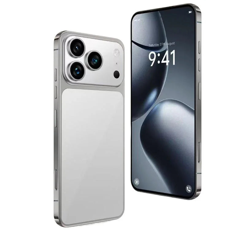 2025 Phone 17 Pro Max unlocked 5G smartphone with 108MP display and high-capacity 6000mAh battery, side view.