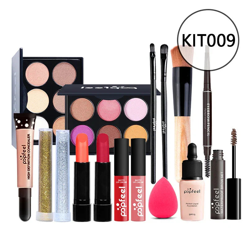 20 Styles Makeup Set Eyeshadow Lipstick Eyebrow Pencil Lip Gloss Makeup Brush Powder Nail Polish With Makeup Bag Cosmetics Kit ALIBABA KIT009 Tidesmit