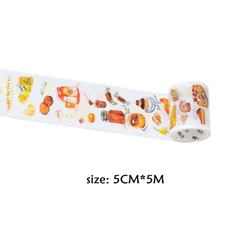 Food pattern masking tape roll, size 5cm x 5m