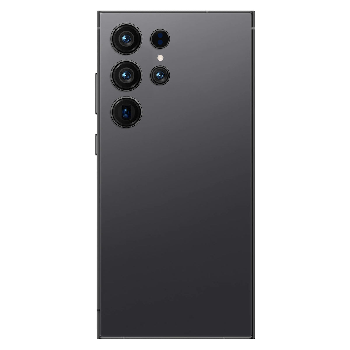 S24 Ultra 5G smartphone in black titanium, back view with quad camera array