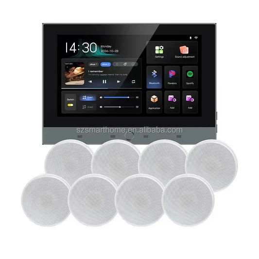 Bluetooth Speaker -Smart Home Audio Set with WiFi 8 20W for Bluetooth In-Wall Amplifier Waterproof Android & Ceiling Speakers Cables-Music Function