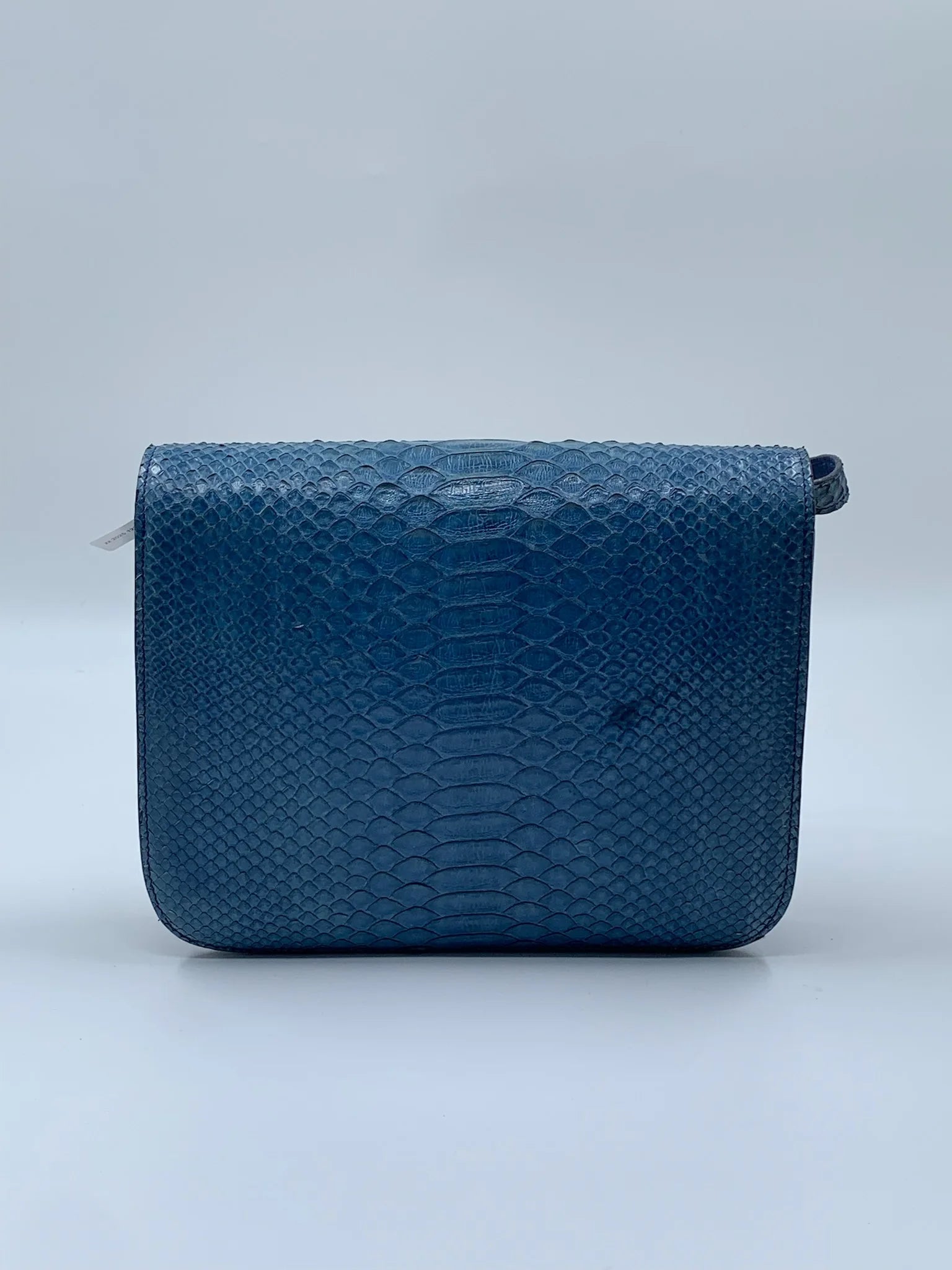 Luxury Pre-Owned Designer Handbag, Genuine Leather Blue Square Shoulder Bag with Crossbody Strap, Vintage Style