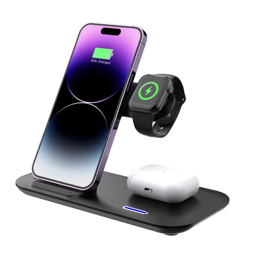 2025 Multifunction Foldable Wireless Charger 15W 3 in 1 Fast Portable Charging Station for Mobile Phone/earphone/watch Tidesmit