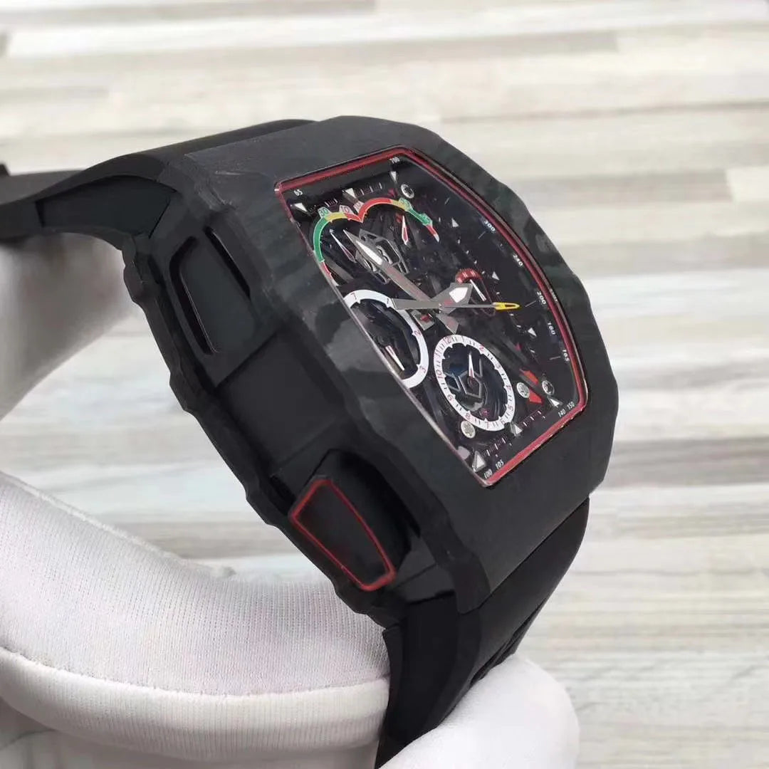 Hot Selling Black Color Waterproof Watch with Fully Automatic Mechanical Movement, Luxurious Men's Mechanical Watch