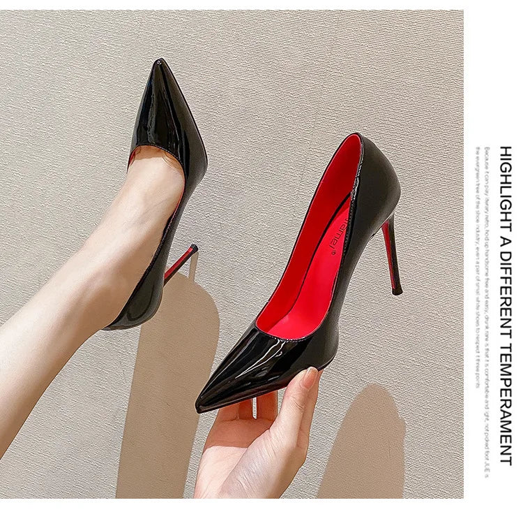 Wholesale Luxury Designer Women's Heels Red Bottom Thin Bridal Black High Heel Pumps Sandals Genuine Leather Upper Slip-On