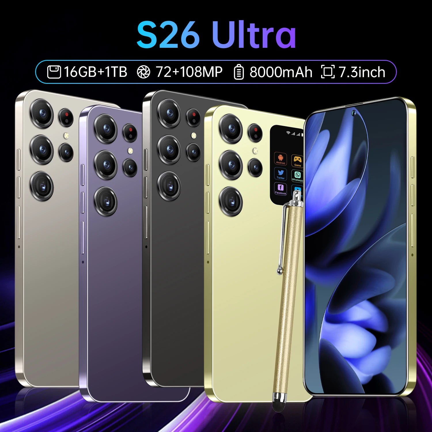 S26 Ultra 5G Smartphone: 7.3-inch OLED, 16GB RAM & 1TB Storage Tidesmit