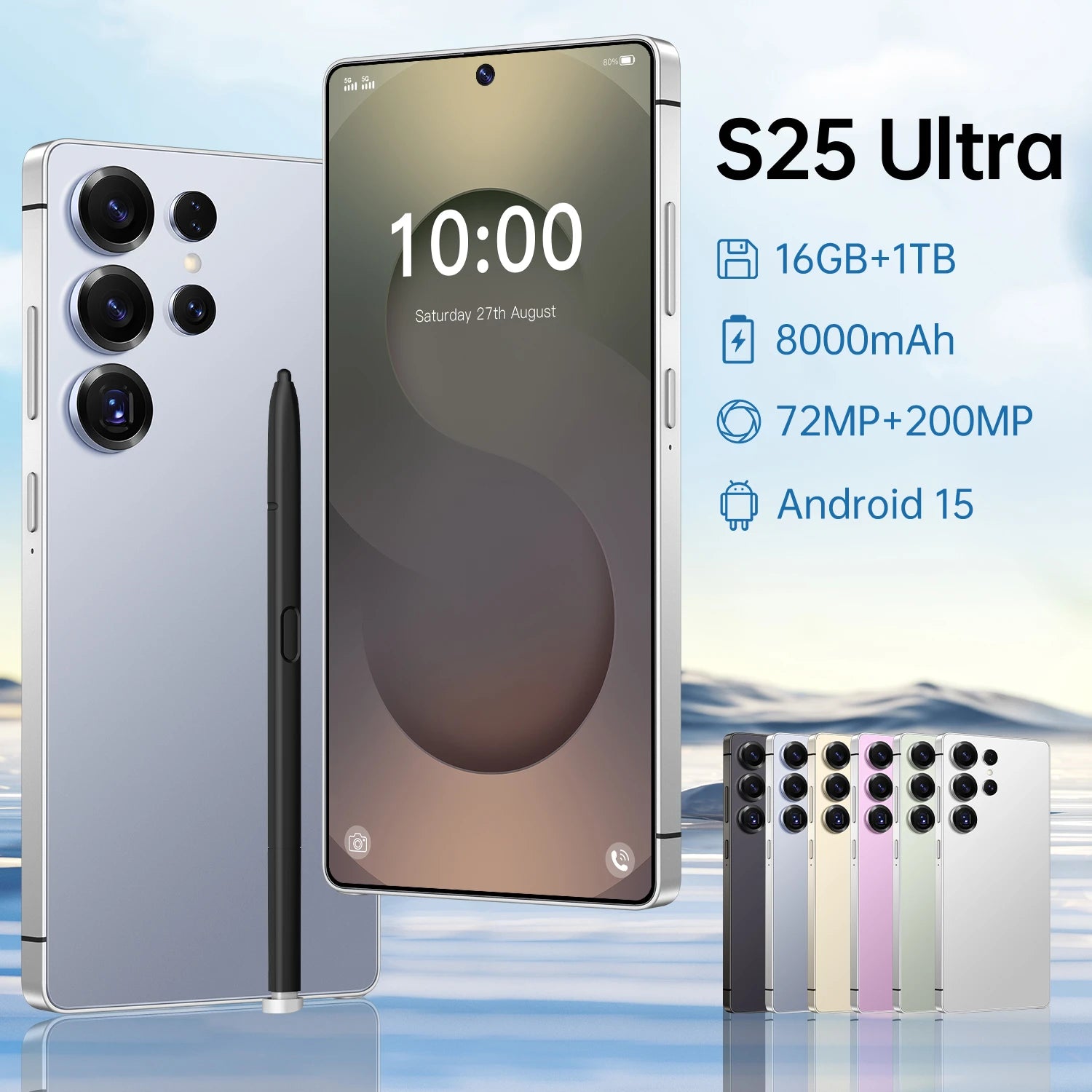 S25 Ultra 5G Smartphone 16GB RAM 1TB Storage AMOLED Display Blue 16g 1TB Tidesmit