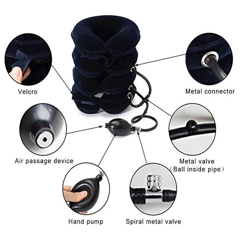 Inflatable Neck Traction Device | Adjustable Cervical Support Pillow Fascia Gun Tidesmit