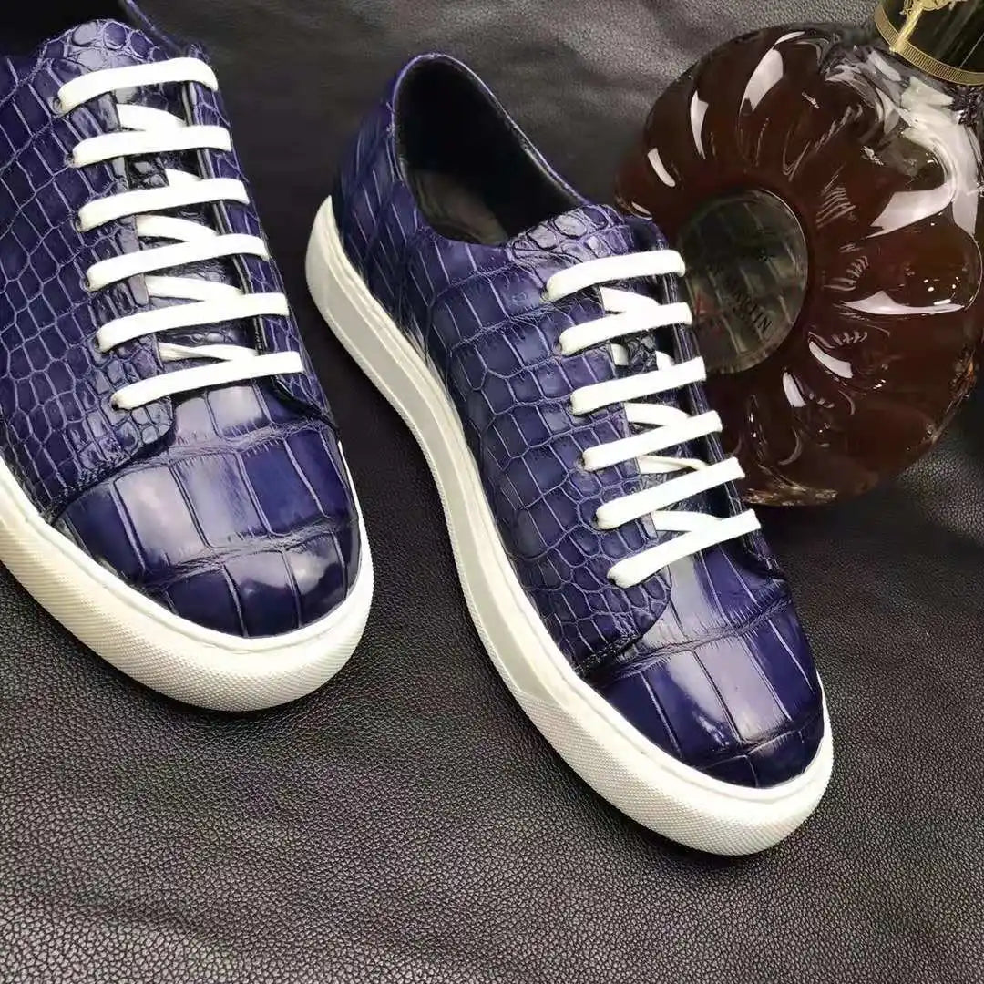 Top Quality Ladies Sneakers Shoes Casual Luxury Genuine Crocodile Leather Party Male Shoes Sneaker Skateboard Custom Men Shoes