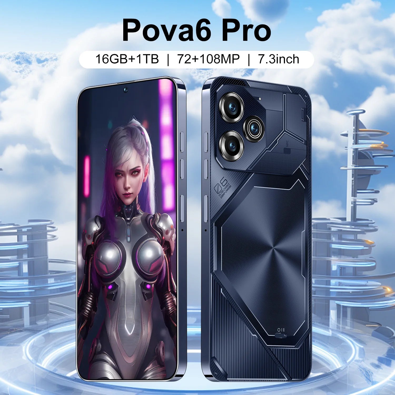 Pova 6 Pro 5G Smartphone - 16GB RAM, 1TB Storage - Silver Tidesmit