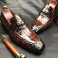 Goodyear Welt Luxury Penny Loafer Shoes for Men Genuine Alligator Leather Formal Shoes Man Office Crocodile Skin Dress Men Shoes